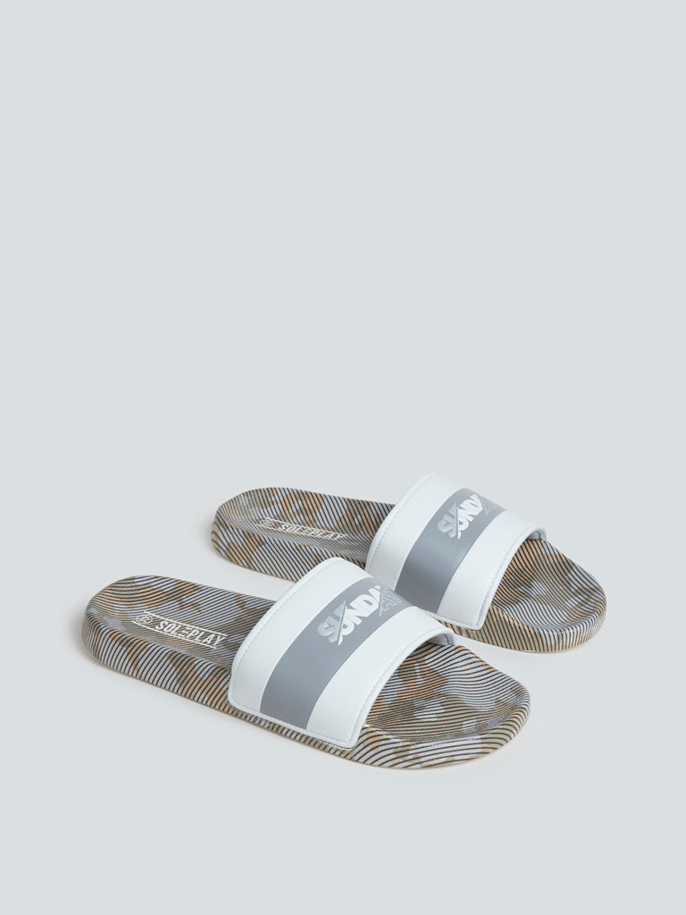 SOLEPLAY Brown Camouflage-Printed Slides